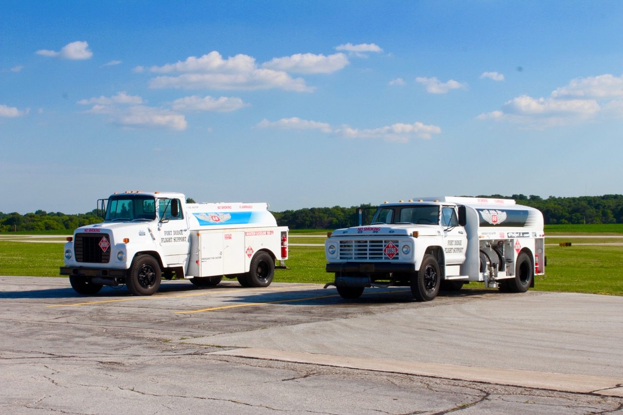 Fort Dodge Flight Support fuel trucks on the ramp